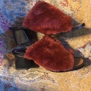 Fur slide heels